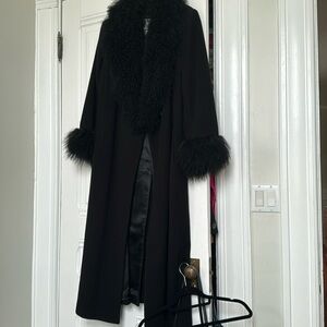 Marvin Richards Mongolian lamb fur trim penny lane coat wool black